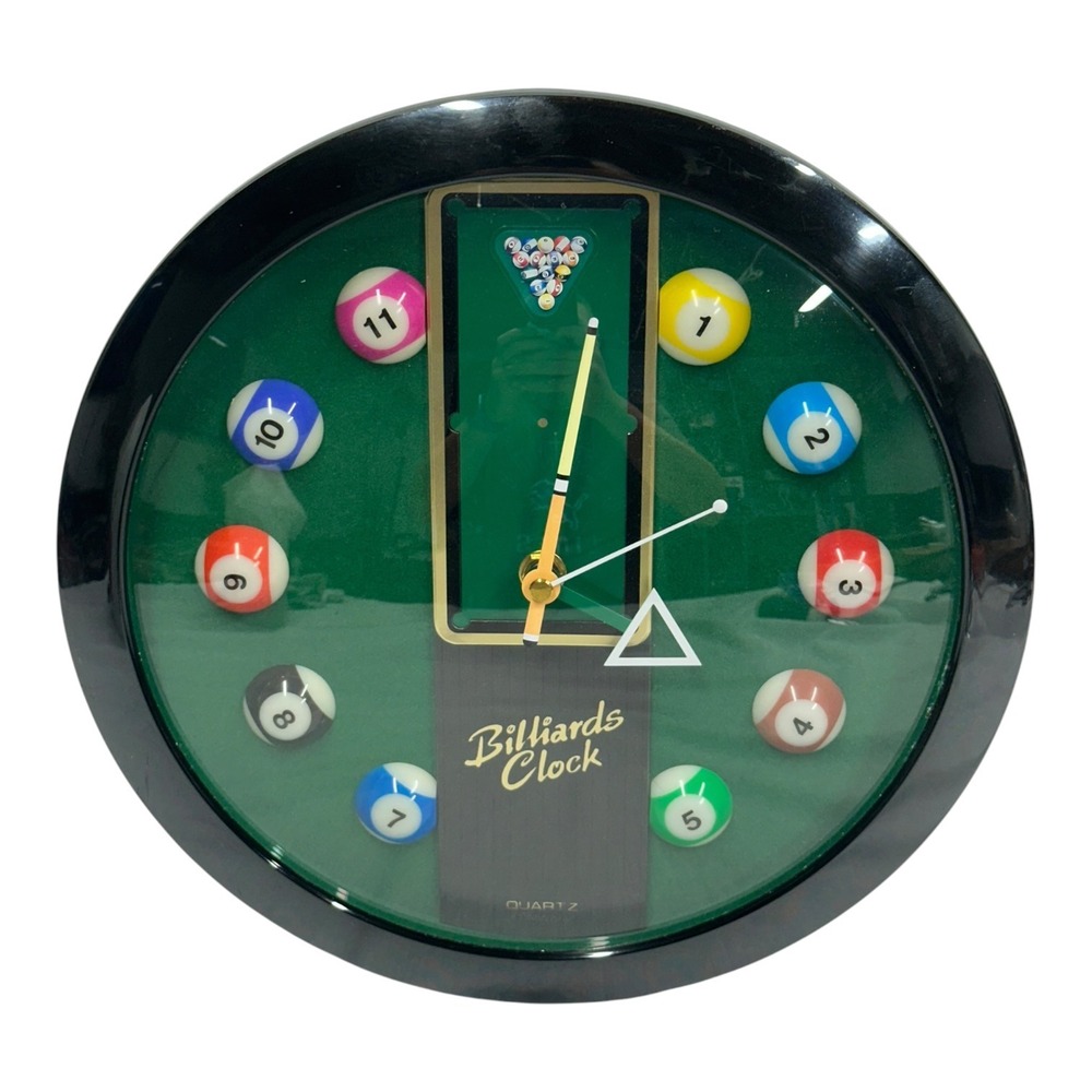 Vintage Billiards Pool Ball Wall Clock 10" Game Room Decor Non Working